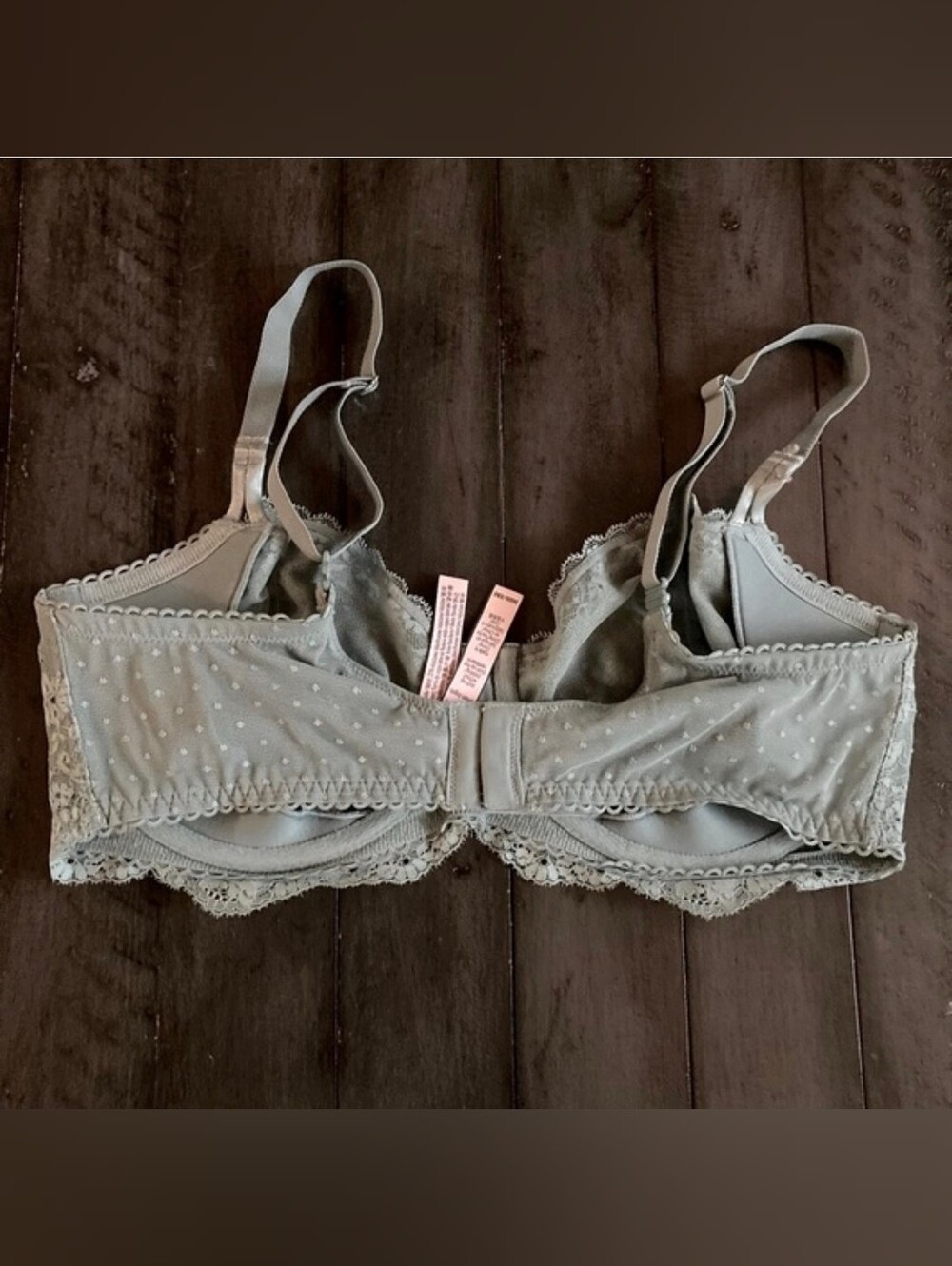 Victorias Secret 36DD Sage Green Unlined Polka Dot Push-up Bra